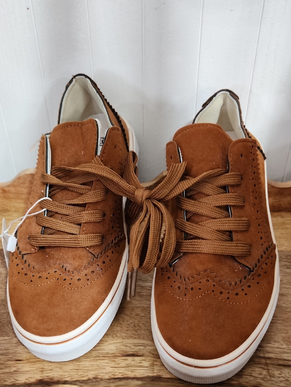 Women's Brown Suede Casual Sneakers - Low Top Lace-Up